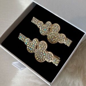 Fashion Mouse Ear Iridescent Rhinestone Hair Clips